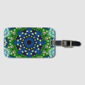 Mosaic Blue Green Hippie Boho Mandala Bagagelabel (Voorkant (horizontaal))