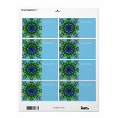 Mosaic Blue Green Hippie Boho Mandala Etiket (Full Sheet)