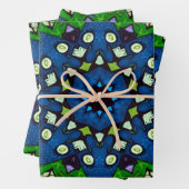 Mosaic Blue Green Hippie Boho Mandala Inpakpapier Vel (In situ)