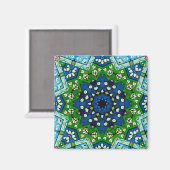 Mosaic Blue Green Hippie Boho Mandala Magneet (Voorkant / Achterkant)