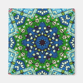 Mosaic Blue Green Hippie Boho Mandala Magneet (Voorkant)