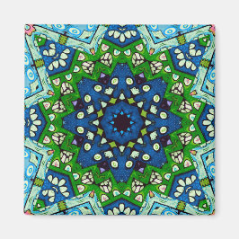 Mosaic Blue Green Hippie Boho Mandala Magneet