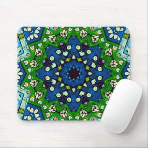 Mosaic Blue Green Hippie Boho Mandala Muismat