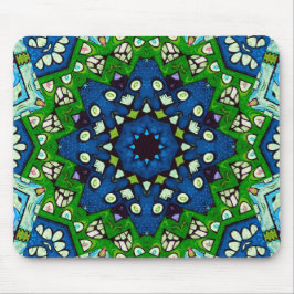 Mosaic Blue Green Hippie Boho Mandala Muismat