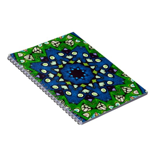 Mosaic Blue Green Hippie Boho Mandala Notitieboek (Rechterzijde)