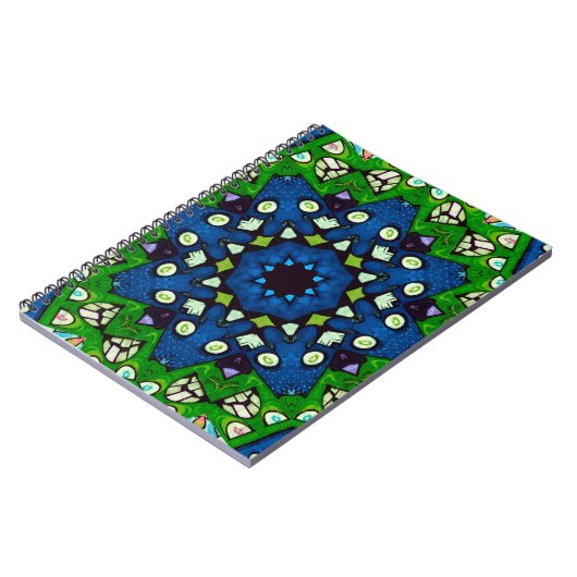 Mosaic Blue Green Hippie Boho Mandala Notitieboek (Linkerzijde)