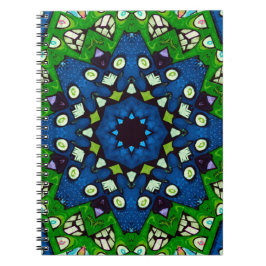 Mosaic Blue Green Hippie Boho Mandala Notitieboek