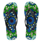 Mosaic Blue Green Hippie Boho Mandala Teenslippers (Voetbed)