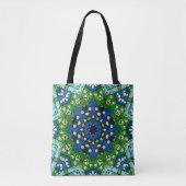 Mosaic Blue Green Hippie Boho Mandala Tote Bag (Voorkant)