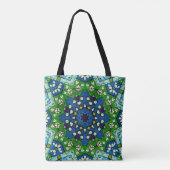 Mosaic Blue Green Hippie Boho Mandala Tote Bag (Achterkant)