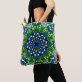 Mosaic Blue Green Hippie Boho Mandala Tote Bag (Dichtbij)