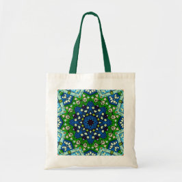 Mosaic Blue Green Hippie Boho Mandala Tote Bag