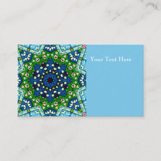 Mosaic Blue Green Hippie Boho Mandala Visitekaartje (Voorkant)