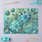 Mosaic Blue Teal Floral Pattern Decoupage Tissuepapier (Craft)