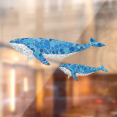 Mosaic Blue Whales Nautical Decor Raamsticker (Vel 2)