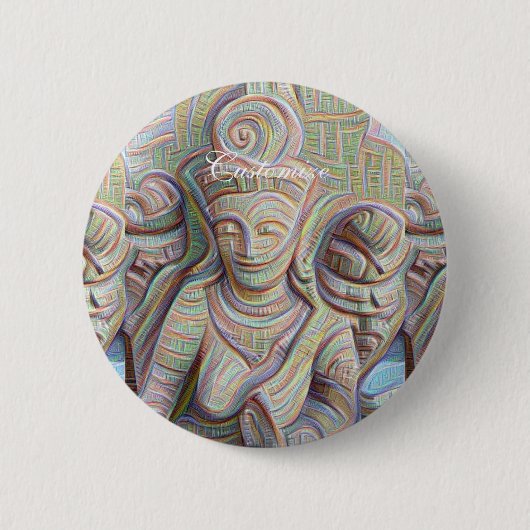 Mosaic buddha standbeeld ronde button 5,7 cm (Voorkant)