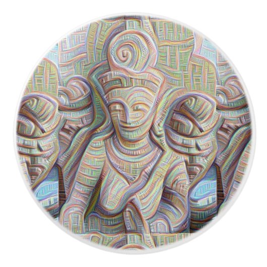 Mosaic buddha standbeeld Thunder_Cove Keramische Knop (Voorkant)