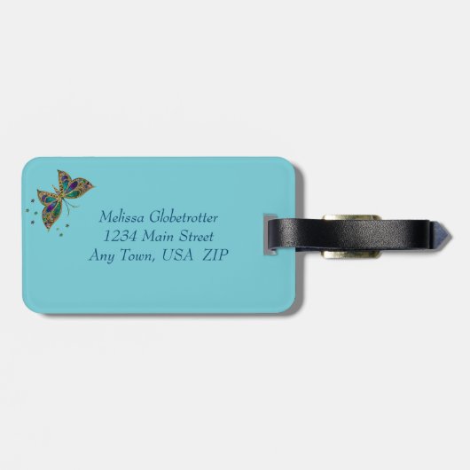 Mosaic Butterfly Bagagelabel (Achterkant horizontaal)