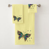 Mosaic Butterfly Yellow Bad Handdoek (Insitu)