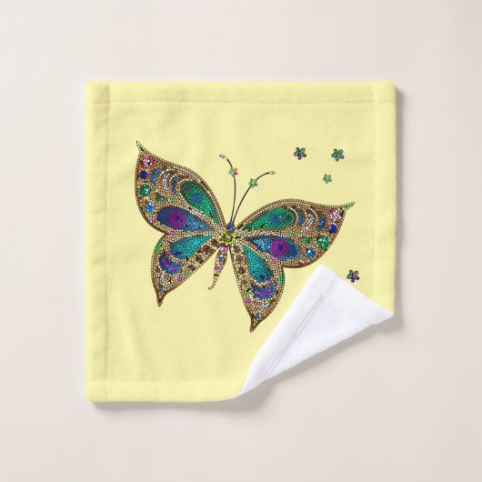 Mosaic Butterfly Yellow Bad Handdoek (Wasdoekje)