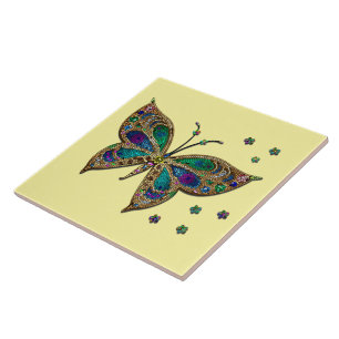Mosaic Butterfly Yellow Tegeltje