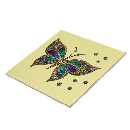 Mosaic Butterfly Yellow Tegeltje (Zijkant)