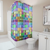 Mosaic Colorful Squares Douchegordijn (In situ)