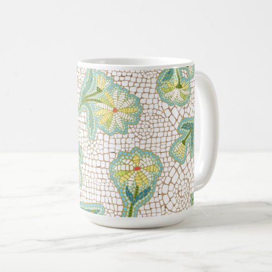 Mosaic Daisies White 11 oz Classic Mok (Voorkant rechts)