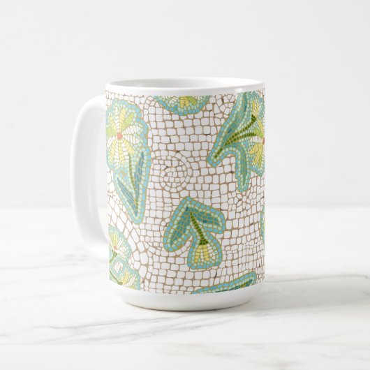 Mosaic Daisies White 11 oz Classic Mok (Voorkant links)