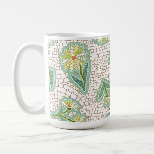 Mosaic Daisies White 11 oz Classic Mok (Links)