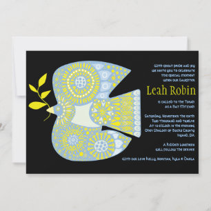 MOSAIC DOVE of PEACE Bat Mitzvah Invitation Kaart