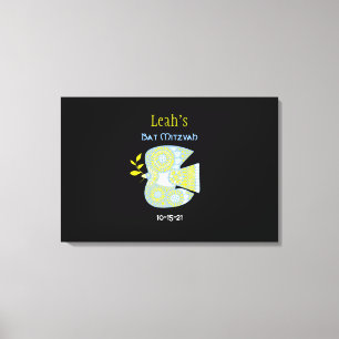 MOSAIC DOVE of PEACE Bat Mitzvah Sign-In Board Canvas Afdruk