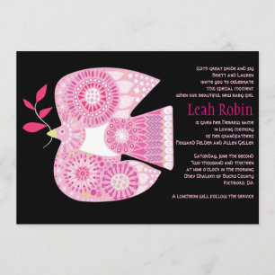MOSAIC DOVE van PEACE Jewish Baby Naming Invitatio Kaart