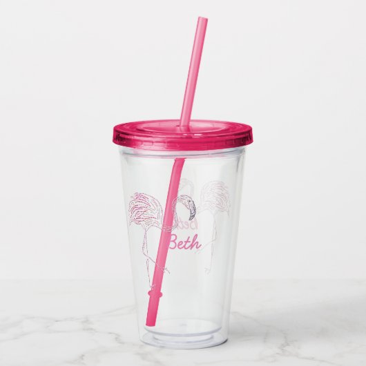 Mosaic Flamingo Personalized Acryl Drinkbeker (Achterkant)