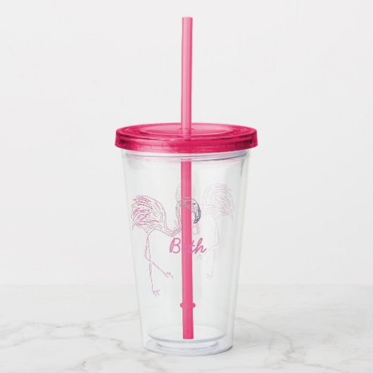 Mosaic Flamingo Personalized Acryl Drinkbeker (Voorkant)