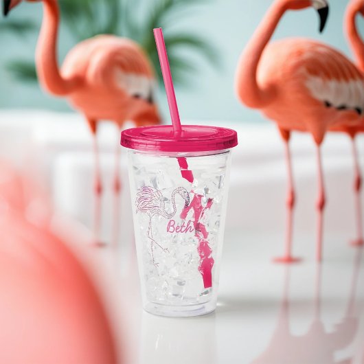 Mosaic Flamingo Personalized Acryl Drinkbeker