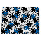 Mosaic Geckos Pattern - blauw zwart wit grijs Large Cadeautasje (Voorkant)