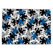Mosaic Geckos Pattern - blauw zwart wit grijs Large Cadeautasje (Achterkant)