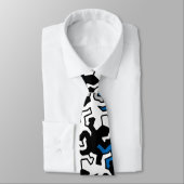 Mosaic Geckos Pattern - blauw zwart wit grijs Stropdas (Gebonden)