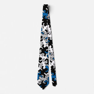 Mosaic Geckos Pattern - blauw zwart wit grijs Stropdas