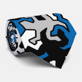 Mosaic Geckos Pattern - blauw zwart wit grijs Stropdas (Opgerold)