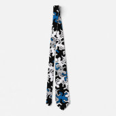 Mosaic Geckos Pattern - blauw zwart wit grijs Stropdas (Achterkant)