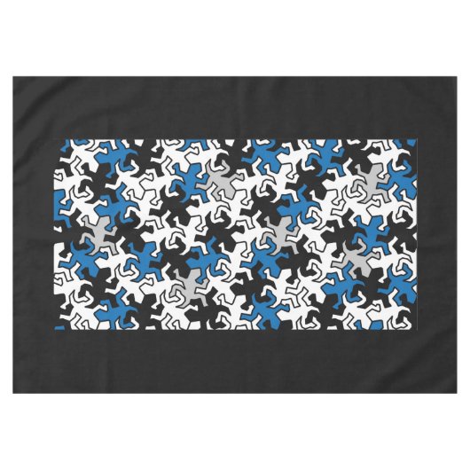 Mosaic Geckos Pattern - blauw zwart wit grijs Tafelkleed (Voorkant (Horizontaal))