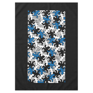 Mosaic Geckos Pattern - blauw zwart wit grijs Tafelkleed