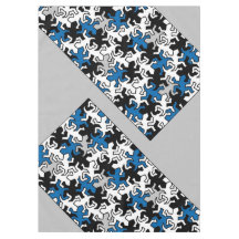Mosaic Geckos Pattern - blauw zwart wit grijs