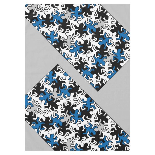 Mosaic Geckos Pattern - blauw zwart wit grijs Tafelkleed (Voorkant)