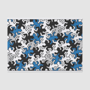 Mosaic Geckos Pattern - blauw zwart wit grijs Tissuepapier