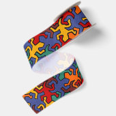 Mosaic Geckos Pattern - Earth Color Satijnen Lint (Achterkant)