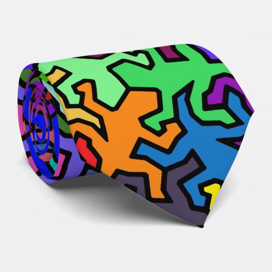 Mosaic Geckos Pattern - meerkleurig Stropdas (Opgerold)