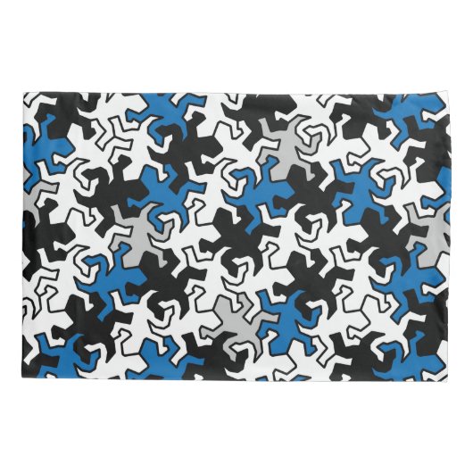 Mosaic Geckos Pattern - rood & blauw zwart wit Kussensloop (Achterkant)